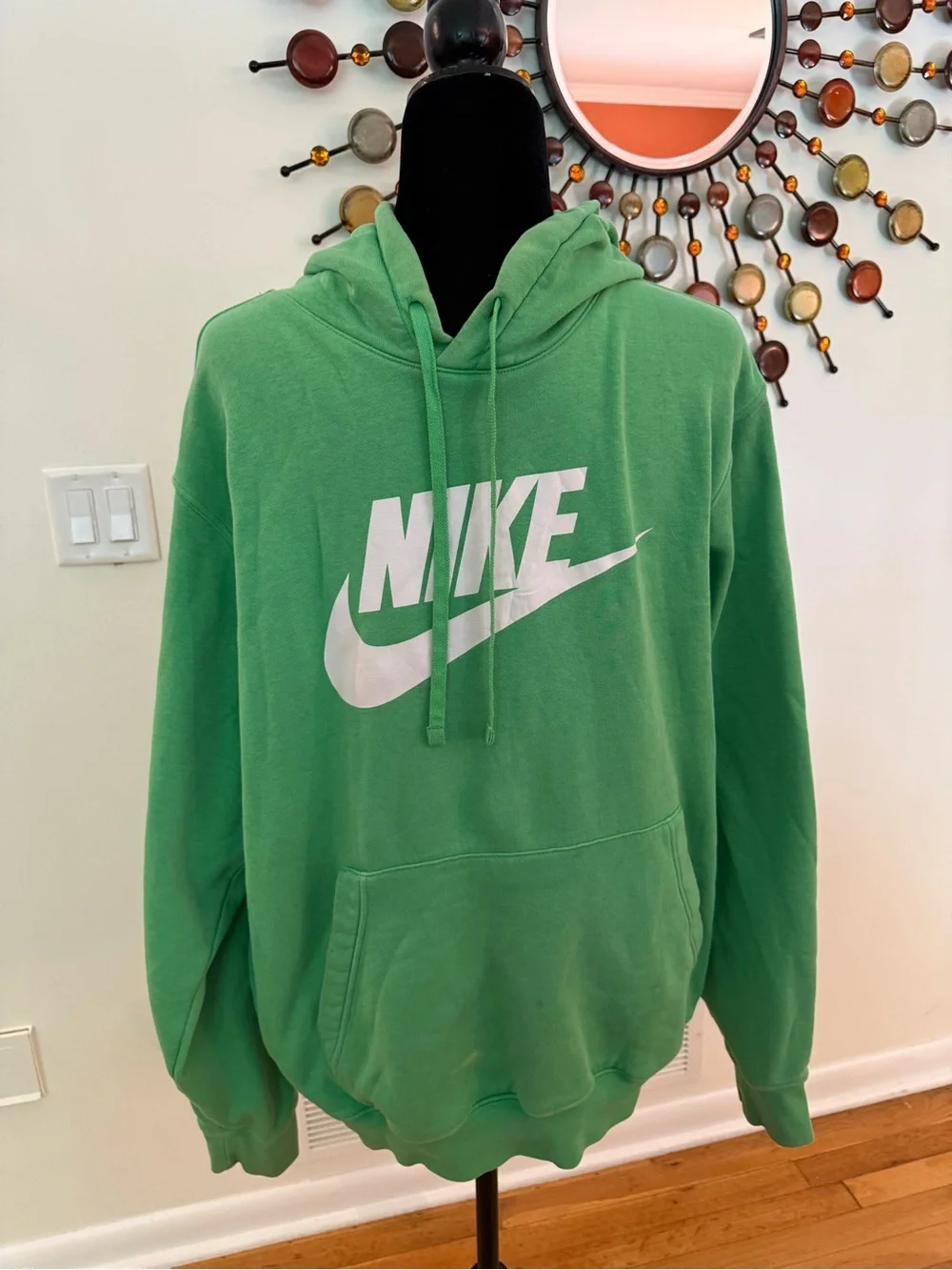 Nike Green Pullover Hoodie with White Logo size L